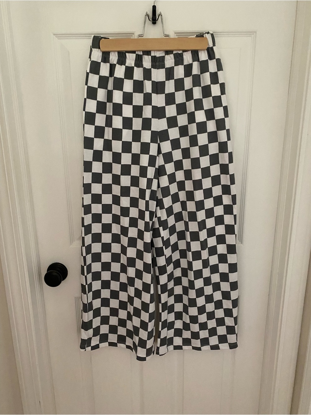 Grey and White Checkered wide leg pants